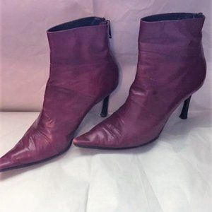 VERO CUOLO BURGUNDY DYED HEELED LEATHER BOOTS - 6